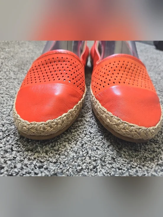 Clarks Artisan Reeney Helen Orange Leather Slip On Espadrille Flats Loafer 8M - Picture 3 of 10